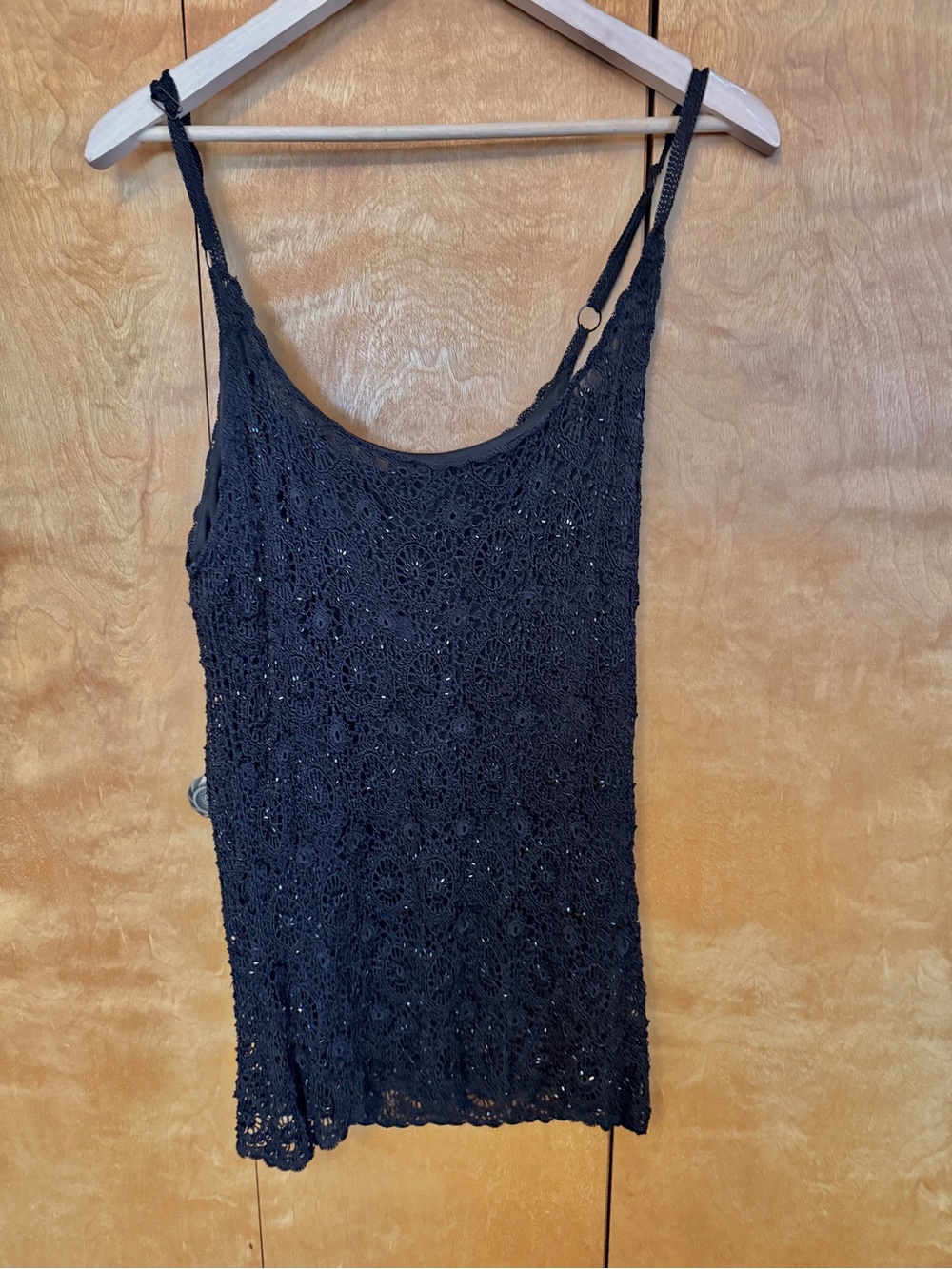 INC International Concepts Black Crichet sequin Sleeveless Top Womens size 1